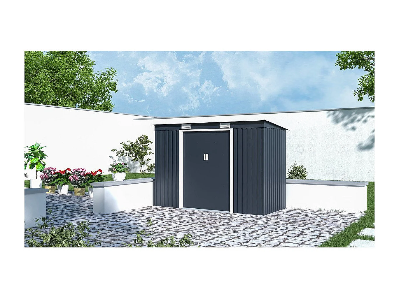 Abri de jardin métal monopente "Austin" - 3,14 m2 - Gris
