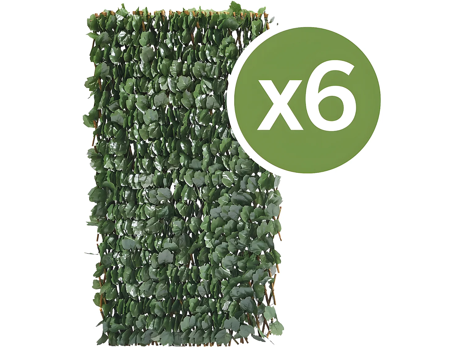 Set van 6 wilgenhouten trellis hekken "Fragon" bestand tegen UV-stralen en water - 200 x 100 cm - Groen