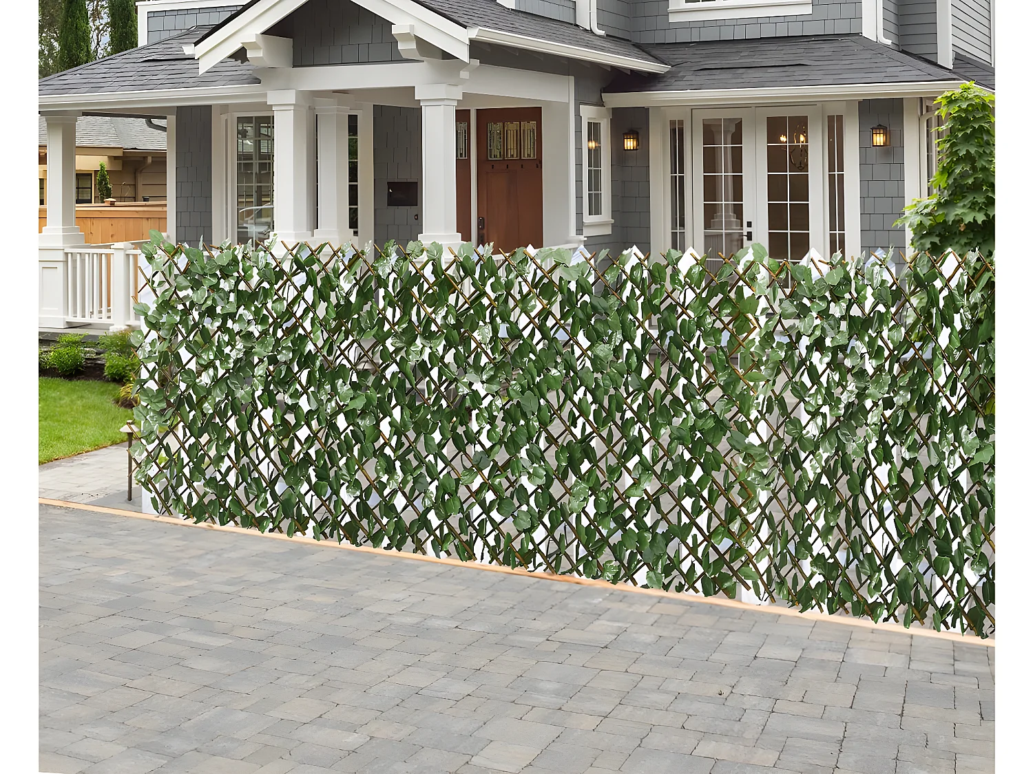 Set van 6 wilgenhouten trellis hekken "Fragon" bestand tegen UV-stralen en water - 200 x 100 cm - Groen