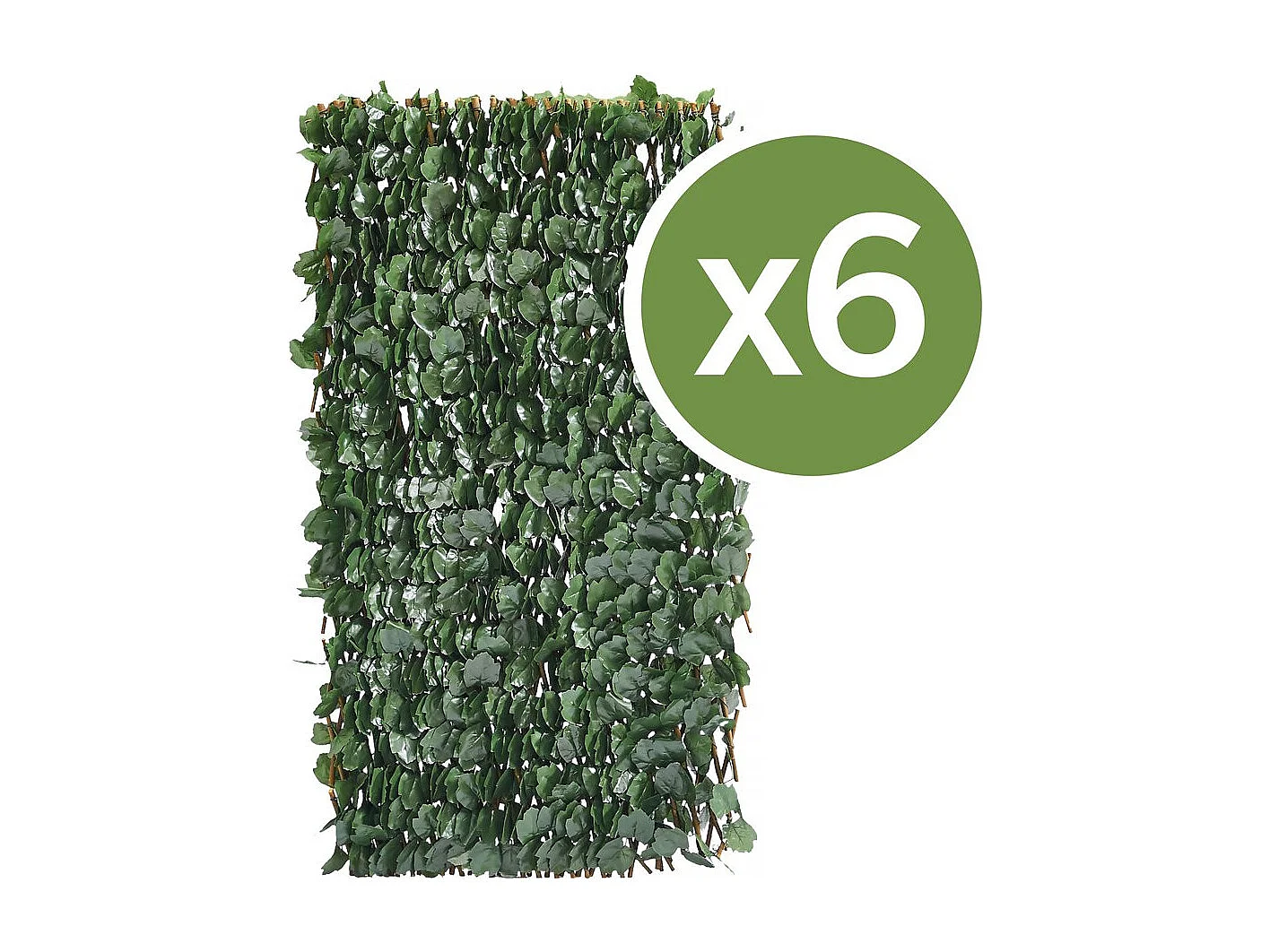 Lot de 6 Clôtures en treillis de saule "Fragon" - 200 x 100 cm - Vert