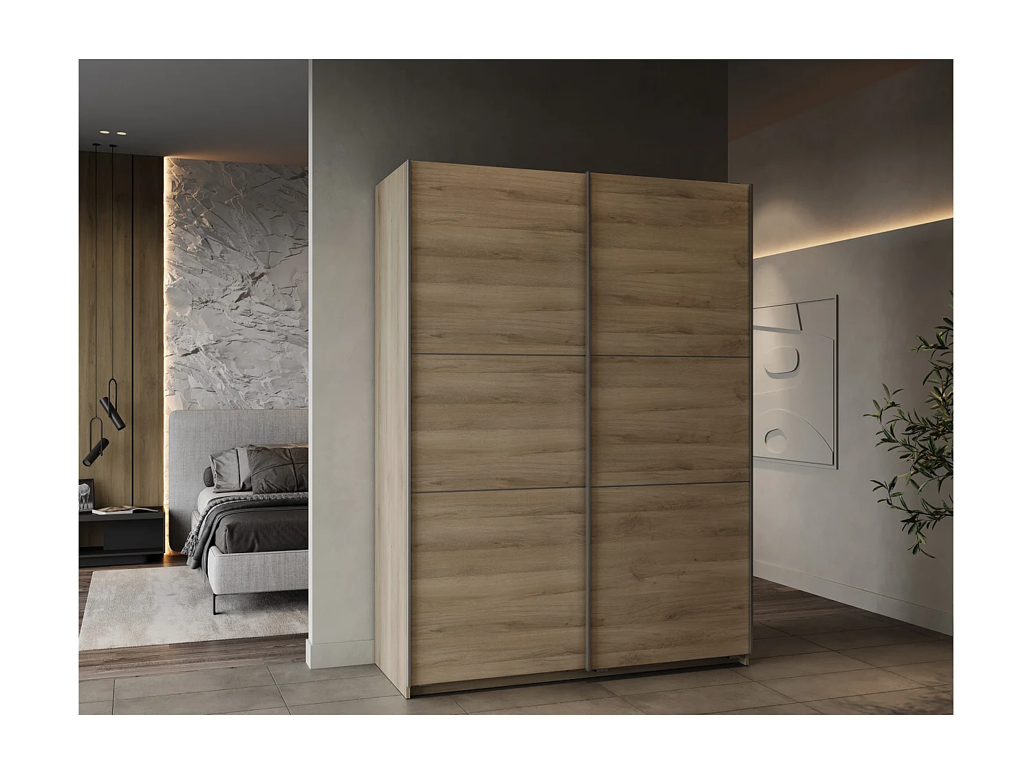 Armoire 2 portes coulissantes Ghost - L148 cm