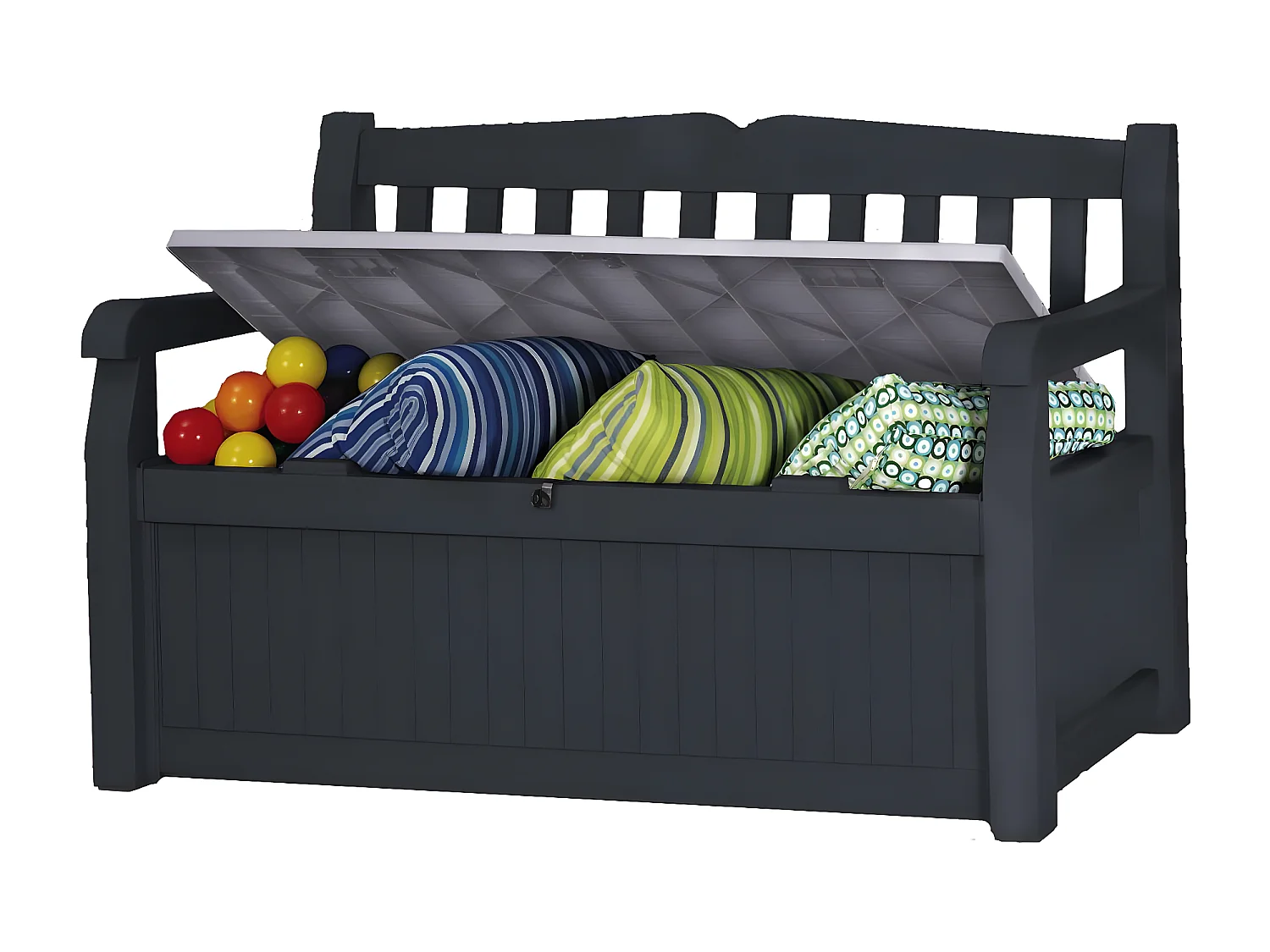 Coffre-banc jardin résine "Bogota" - 265 L - 140 x 60 x 84 cm - Anthracite