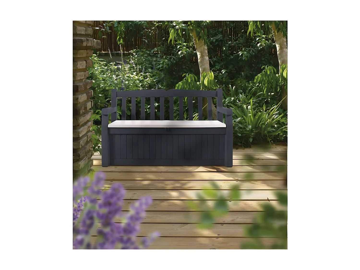 Coffre-banc jardin résine "Bogota" - 265 L - 140 x 60 x 84 cm - Anthracite