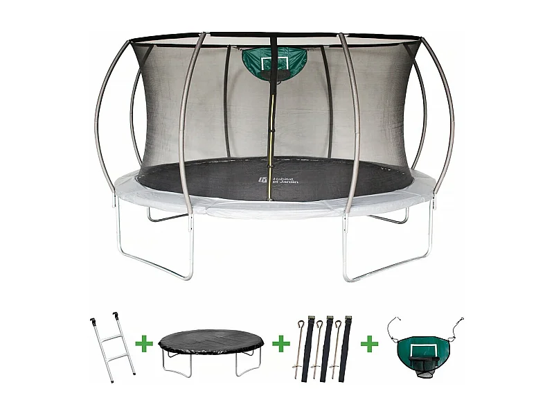 Trampoline avec filet intérieur "jumper" - Ø 4,25 m - Gris