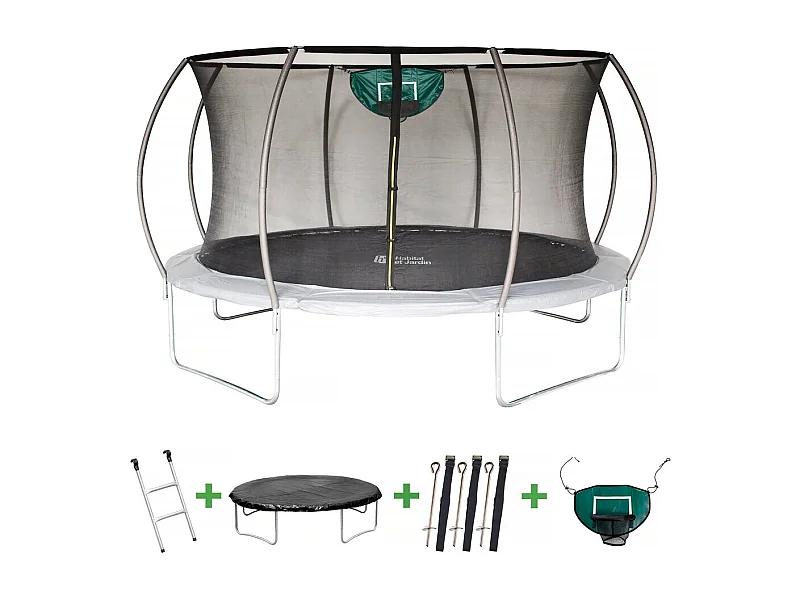 Trampoline avec filet intérieur "jumper" - Ø 4,25 m - Gris