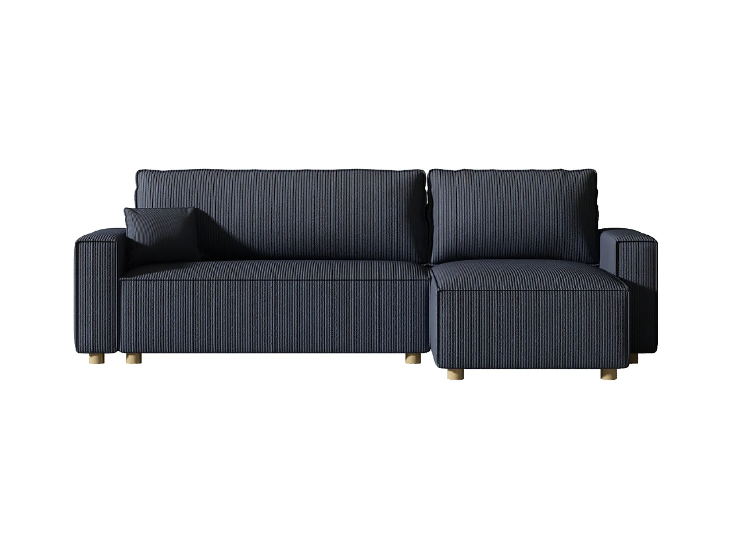 Ecksofa mit Schlaffunktion, 4-Sitzer, Rippvelours, Blau COSY