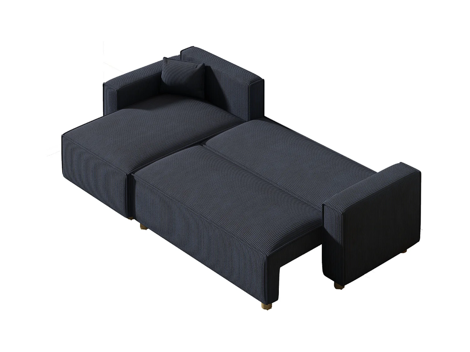 Ecksofa mit Schlaffunktion, 4-Sitzer, Rippvelours, Blau COSY