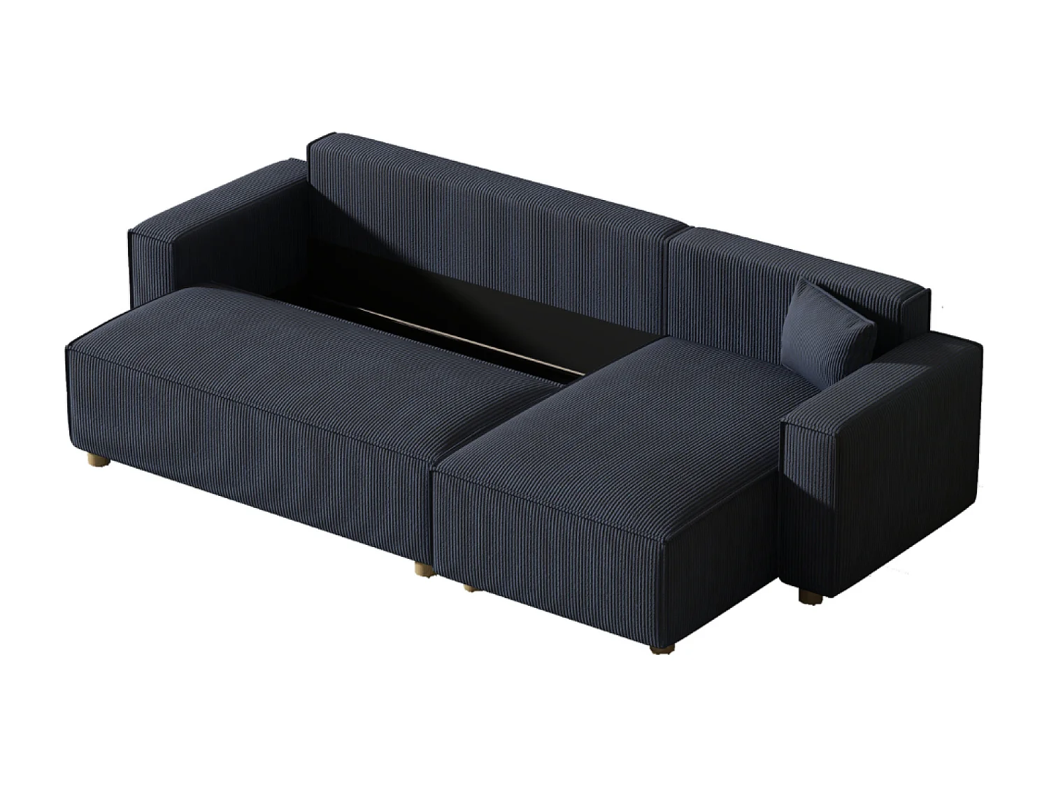 Canapé convertible d'angle en velours côtelé bleu COSY