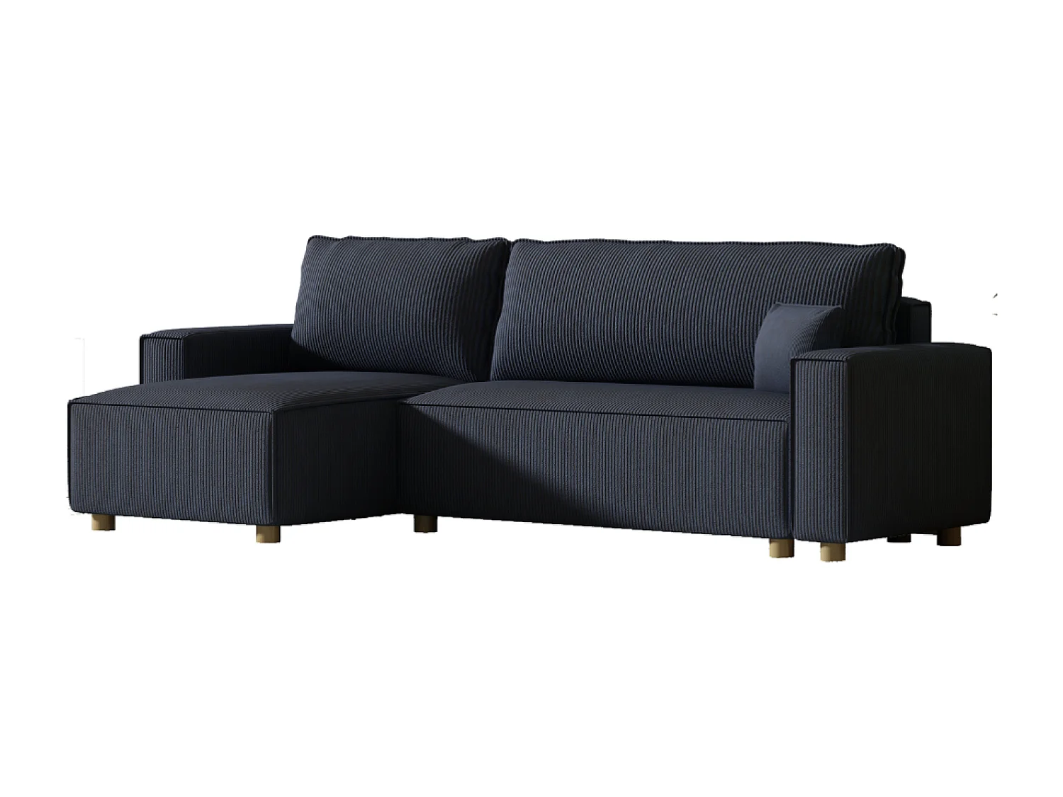 Hoekslaapbank van Ribfluweel Blauw COSY 4-Zits