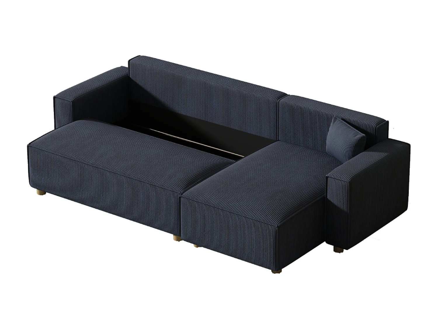 Hoekslaapbank van Ribfluweel Blauw COSY 4-Zits