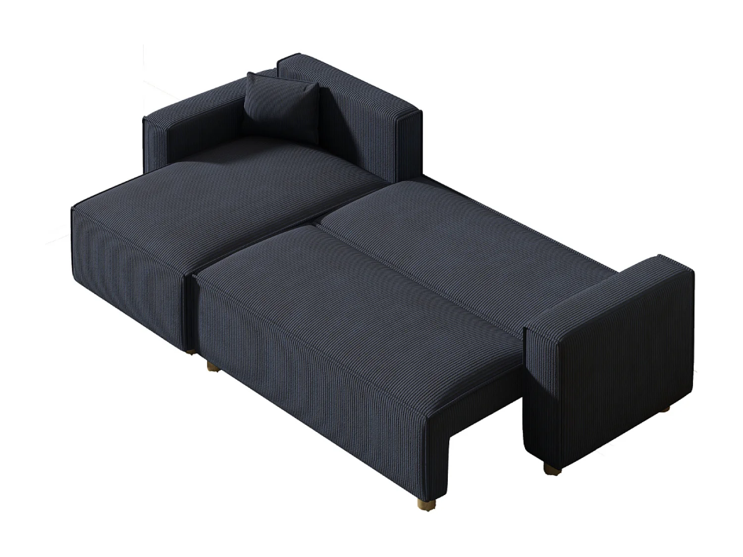 Hoekslaapbank van Ribfluweel Blauw COSY 4-Zits