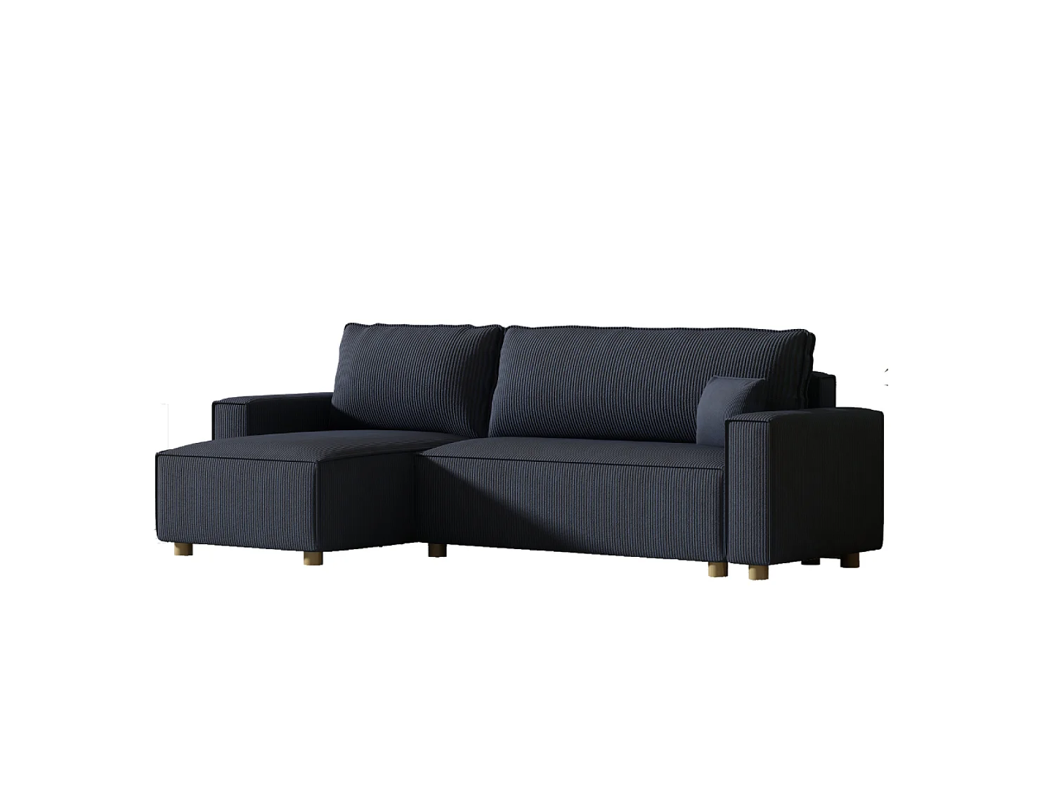Canapé convertible d'angle en velours côtelé bleu COSY