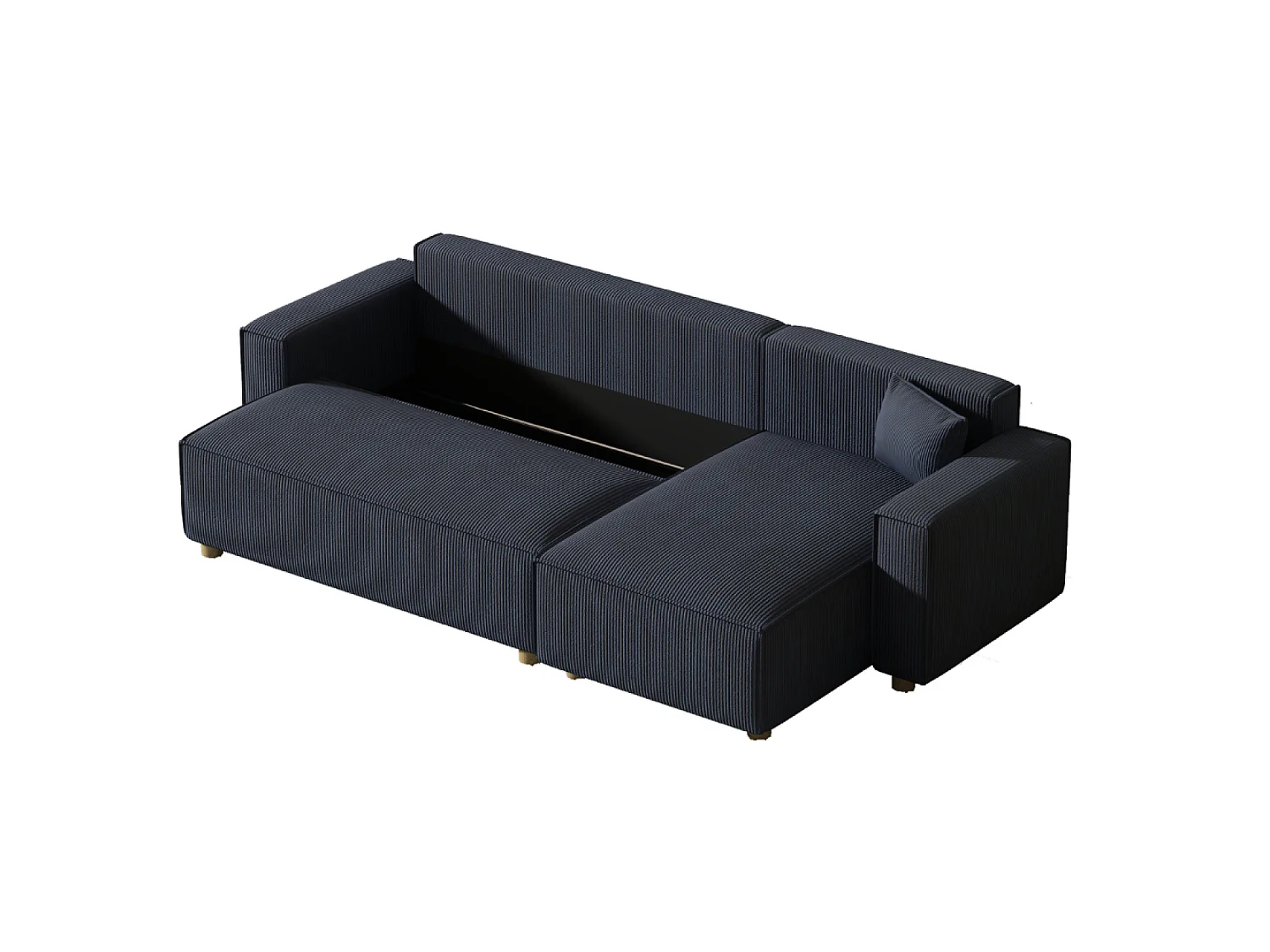 Canapé convertible d'angle en velours côtelé bleu COSY