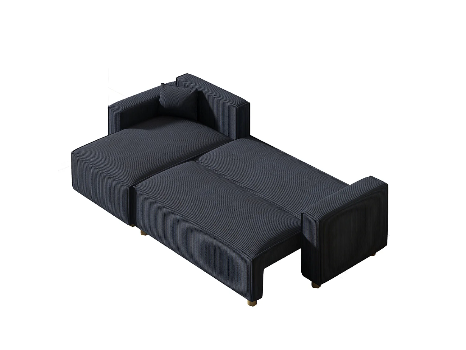 Canapé convertible d'angle en velours côtelé bleu COSY