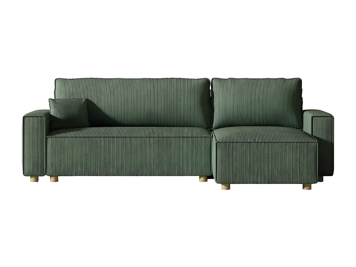 Sofá-Cama de Canto em Veludo Cotelê Verde COSY - Estilo Elegante e Confortável