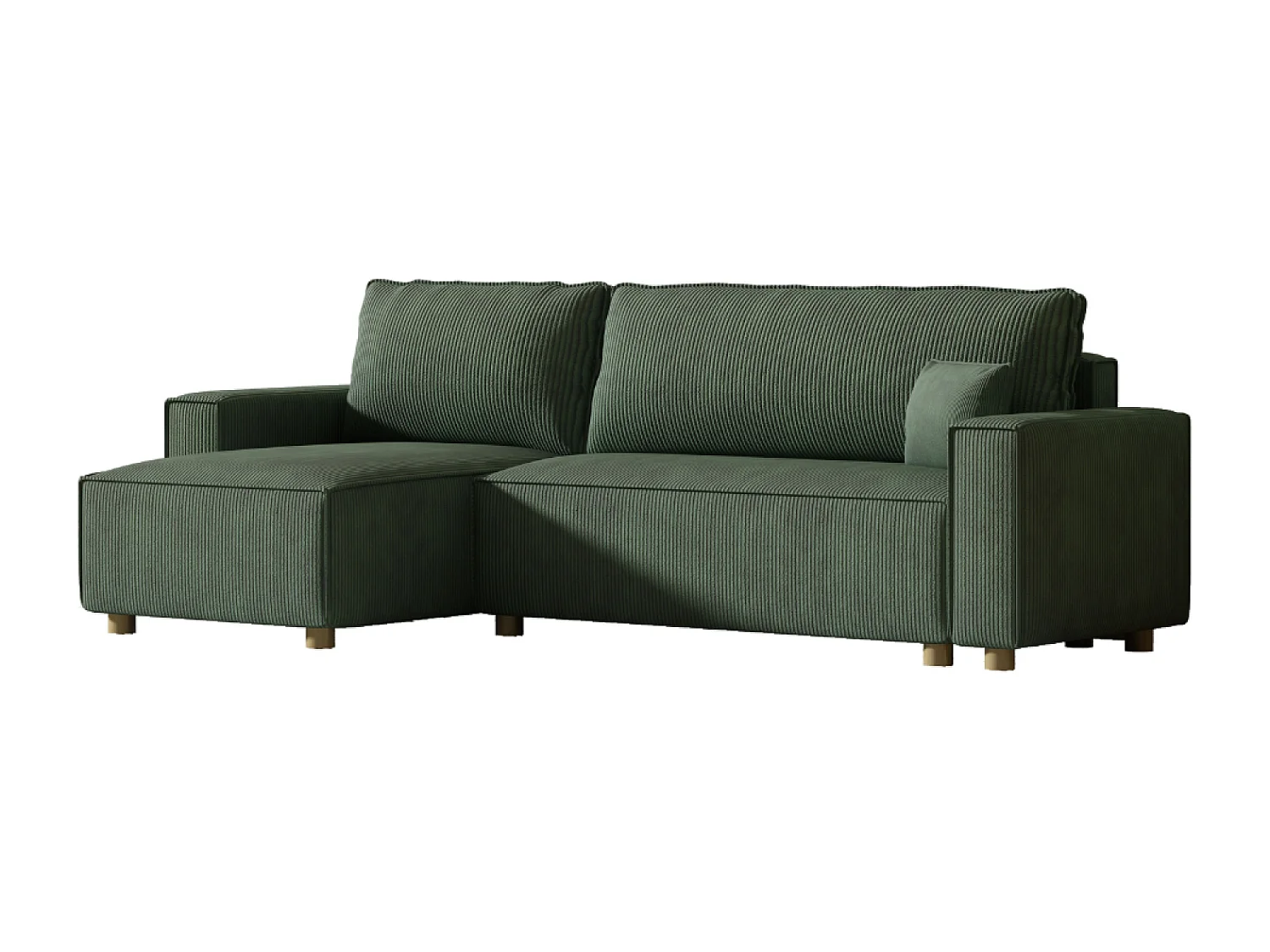 Sofá-Cama de Canto em Veludo Cotelê Verde COSY - Estilo Elegante e Confortável