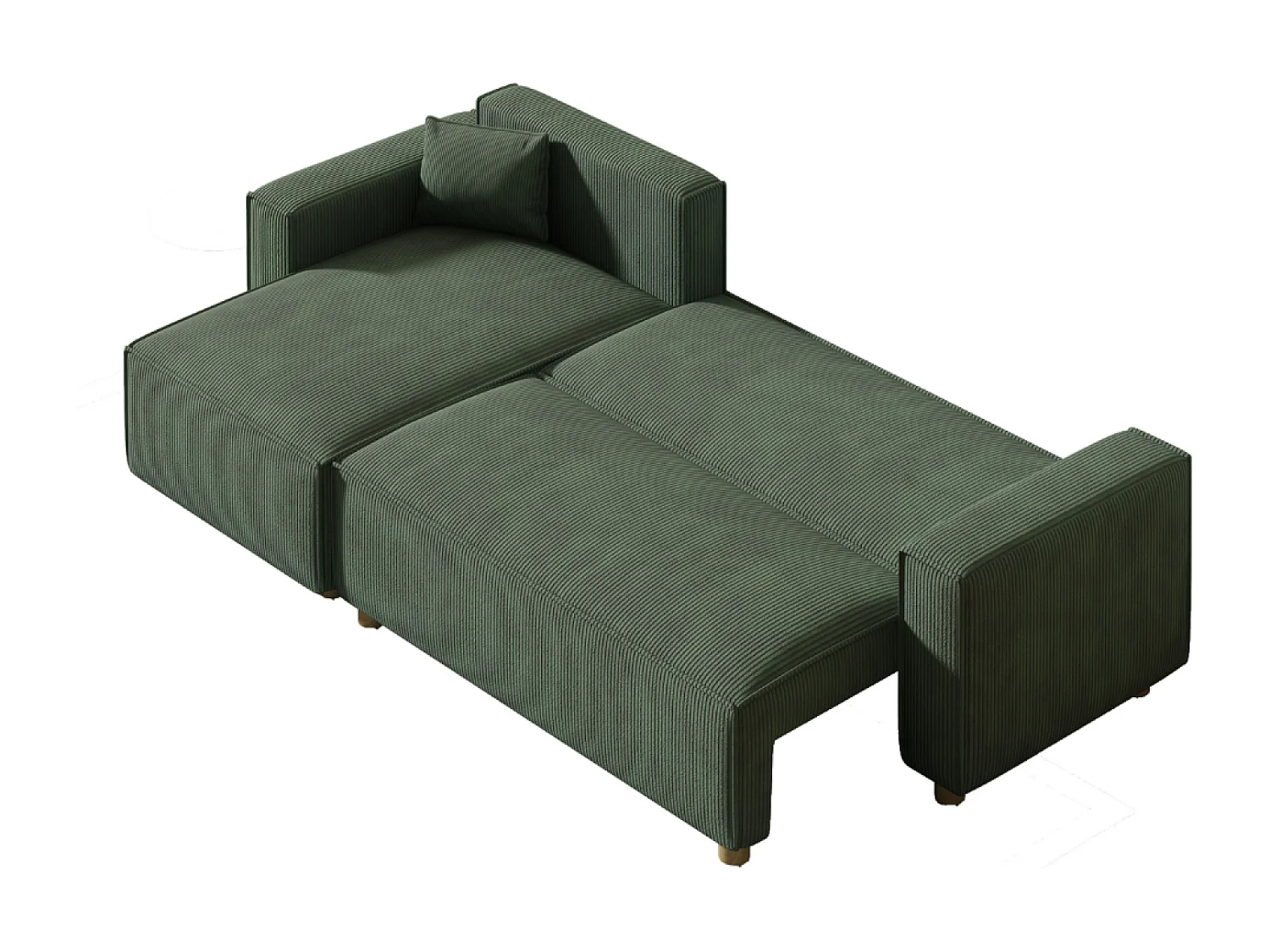 Sofá-Cama de Canto em Veludo Cotelê Verde COSY - Estilo Elegante e Confortável