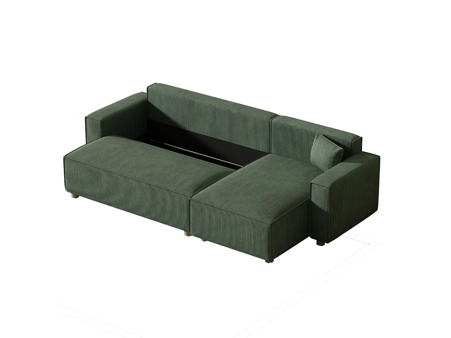 Canapé convertible d'angle en velours côtelé vert COSY
