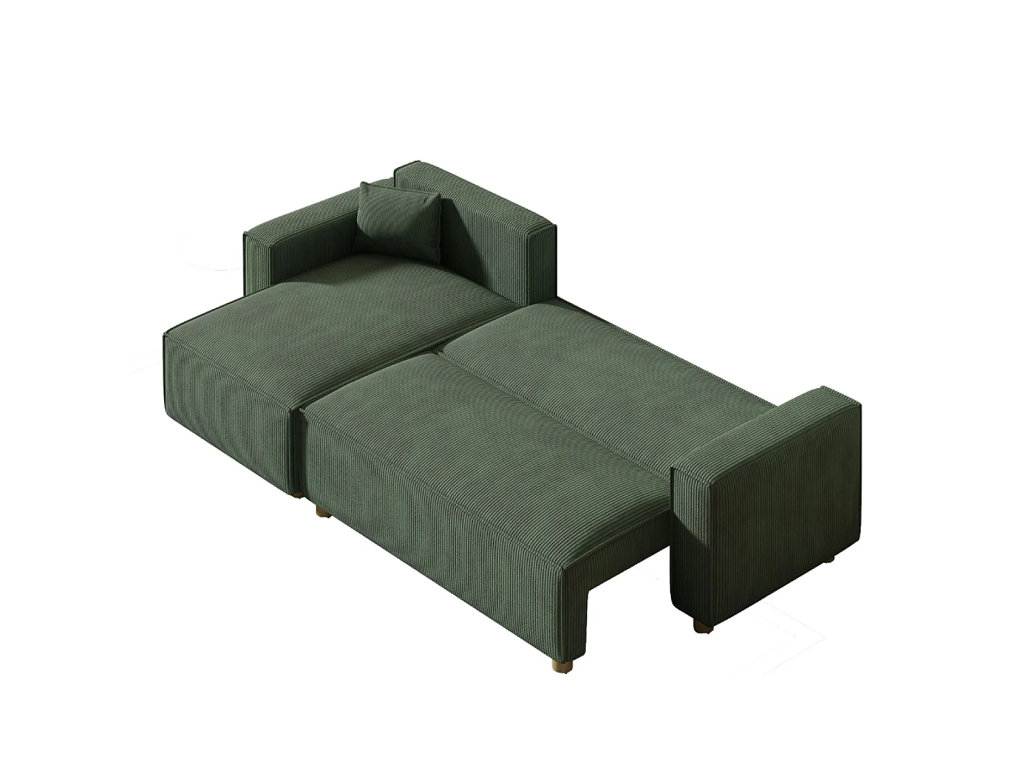 Canapé convertible d'angle en velours côtelé vert COSY
