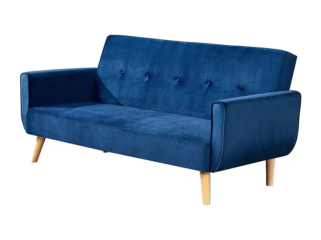 Canapé scandinave convertible 3 places en velours bleu nuit MALMO
