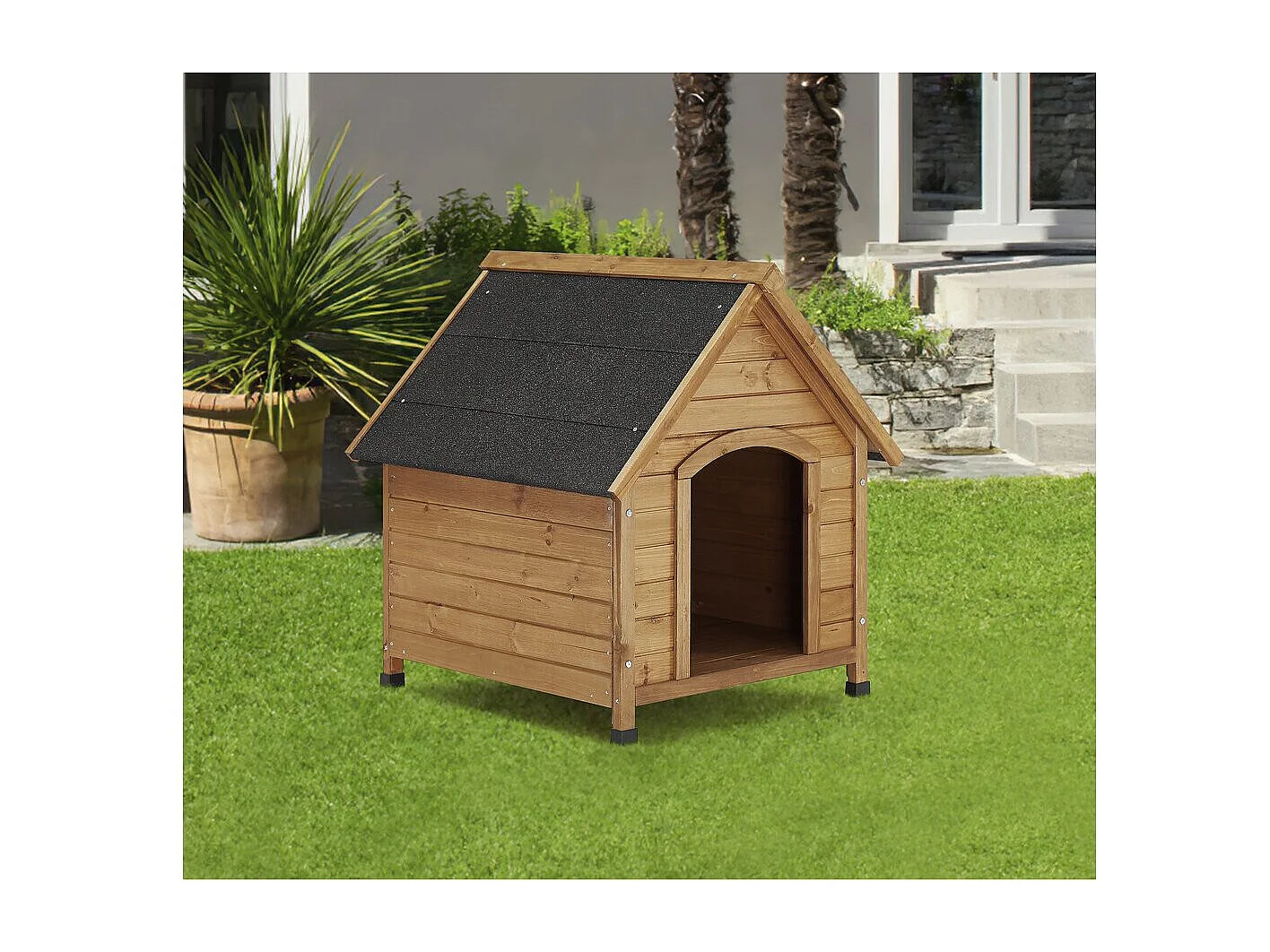 Honden huisje hout "Doggy" - 77 x 82 x 88 cm - Beige - lichtbruin