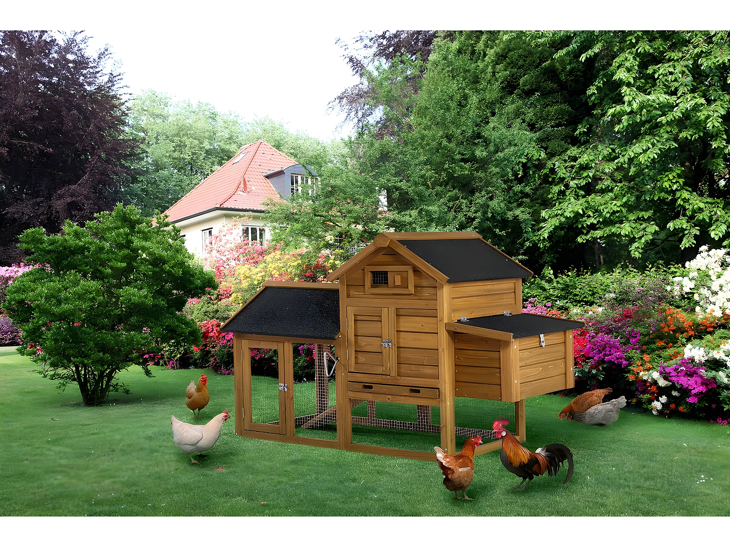 Poulailler "Poulette" avec pondoir en bois - Marron