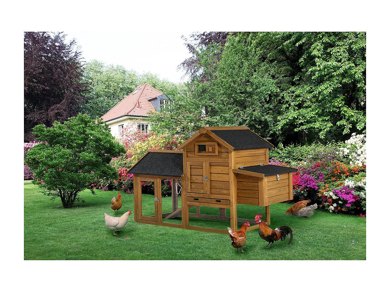 Hühnerstall "Poulette" mit Legenest aus Holz - Braun