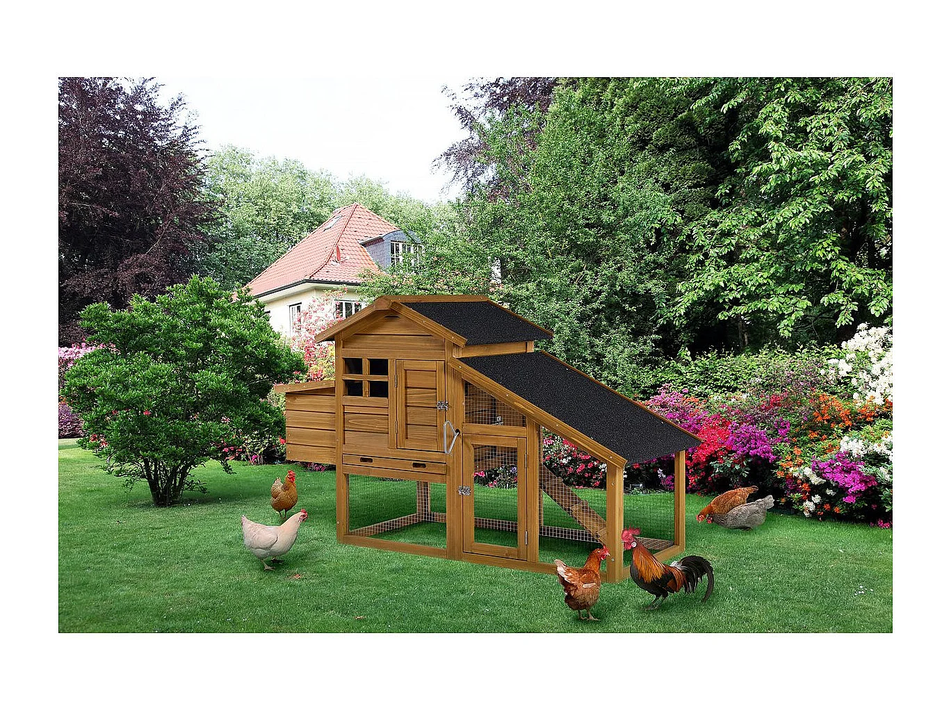 Pollaio "Clochette" con nido in legno - Marrone