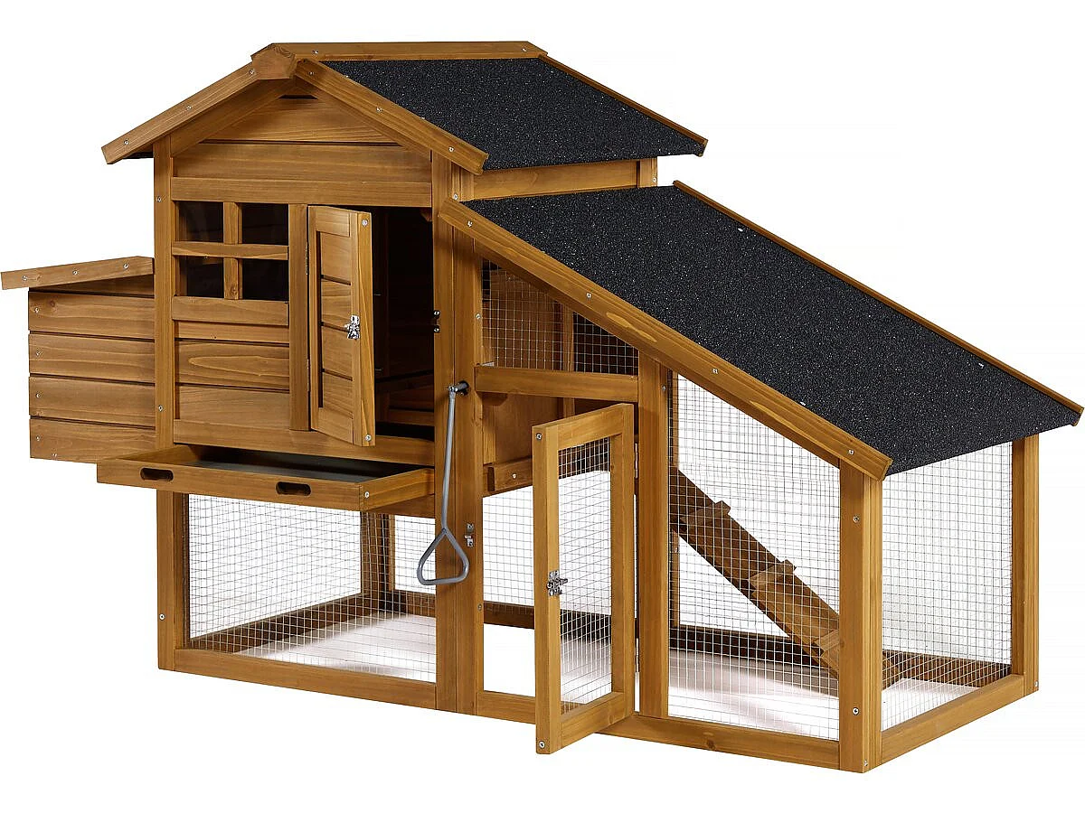 Gallinero "Clochette" con caja nido de madera - Marrón