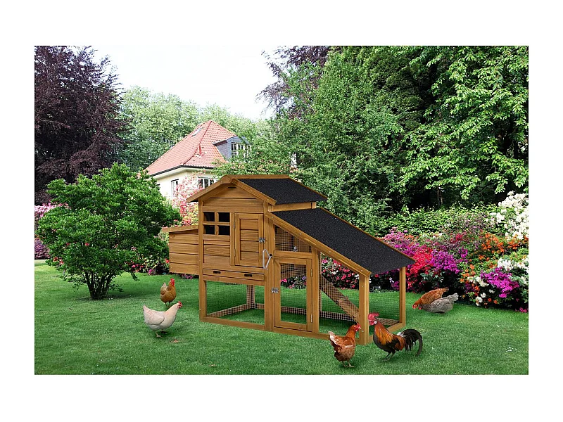 Pollaio "Clochette" con nido in legno - Marrone