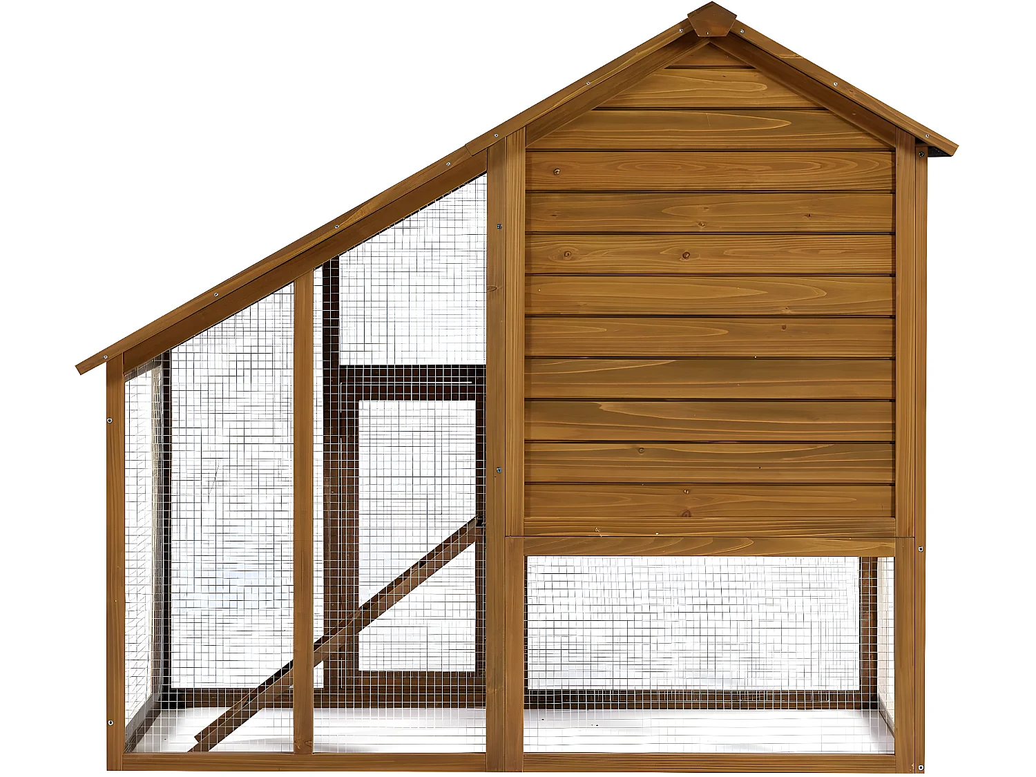 Galinheiro de madeira "Lily" com ninho e cercado espaçoso com grade - Marrom Waterproof