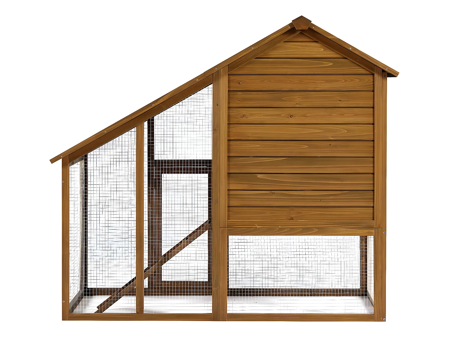 Gallinero de madera "Lily" con nido y amplio corral con rejilla - Marrón Waterproof