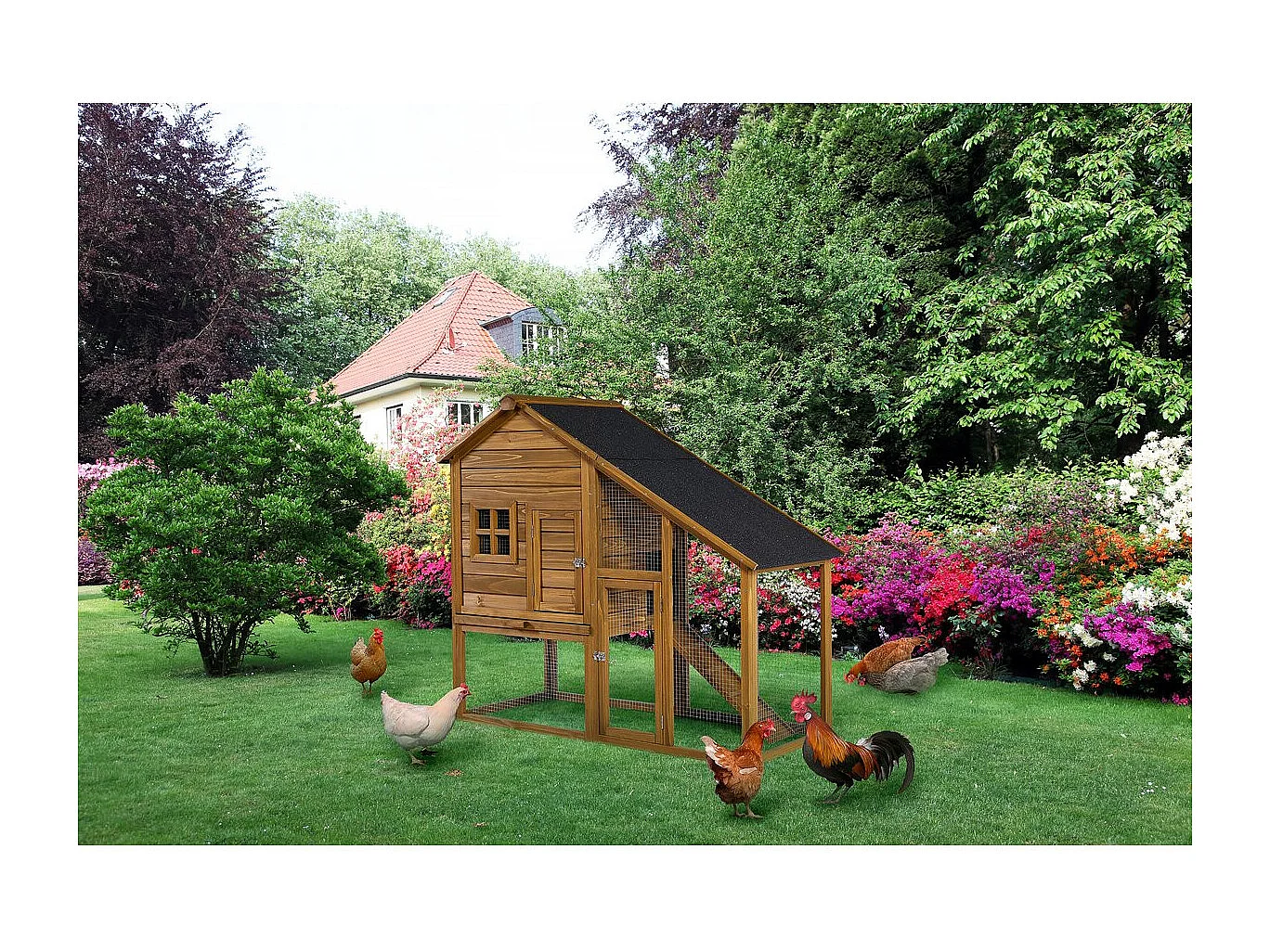 Poulailler "Lily" avec pondoir en bois - Marron