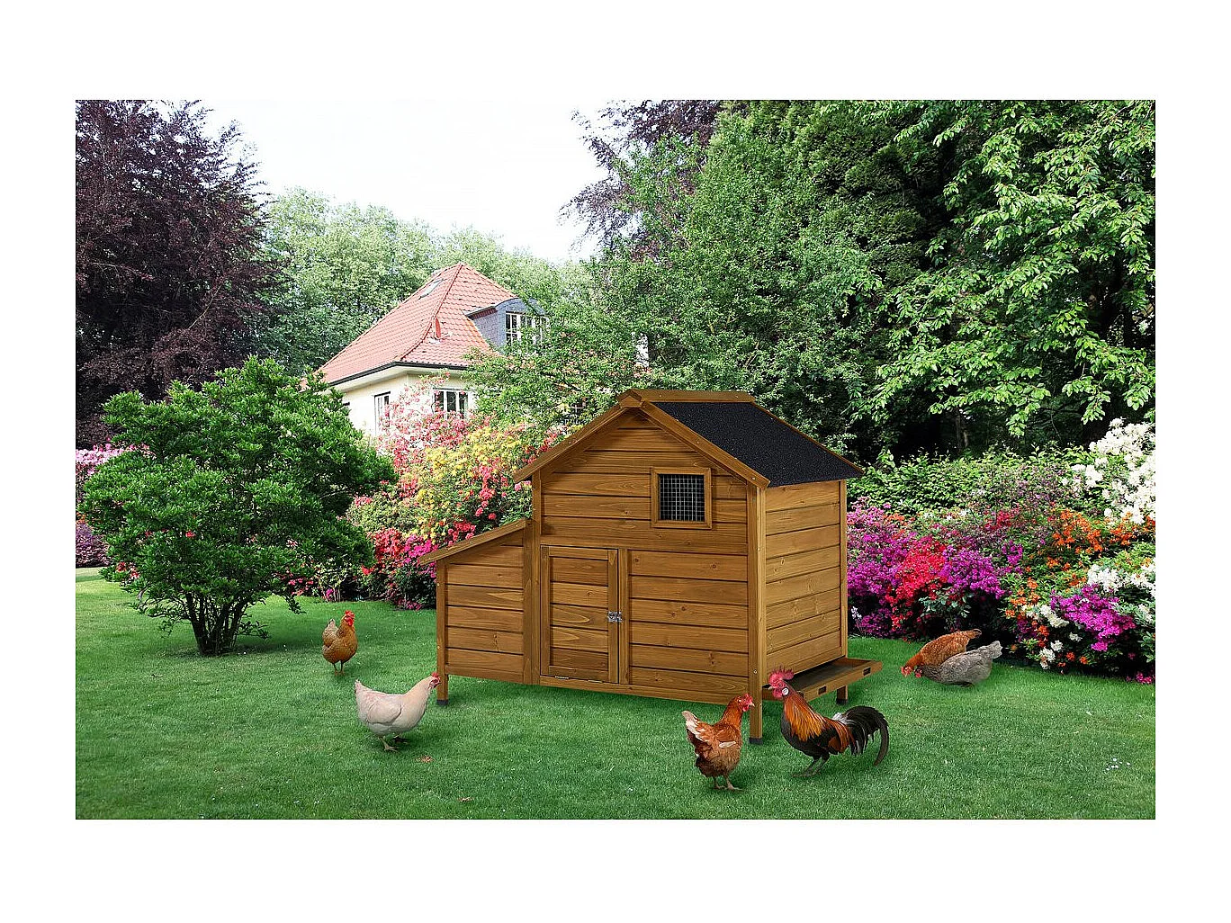 Gallinero de madera "Cocotte" con caja nido - Marrón