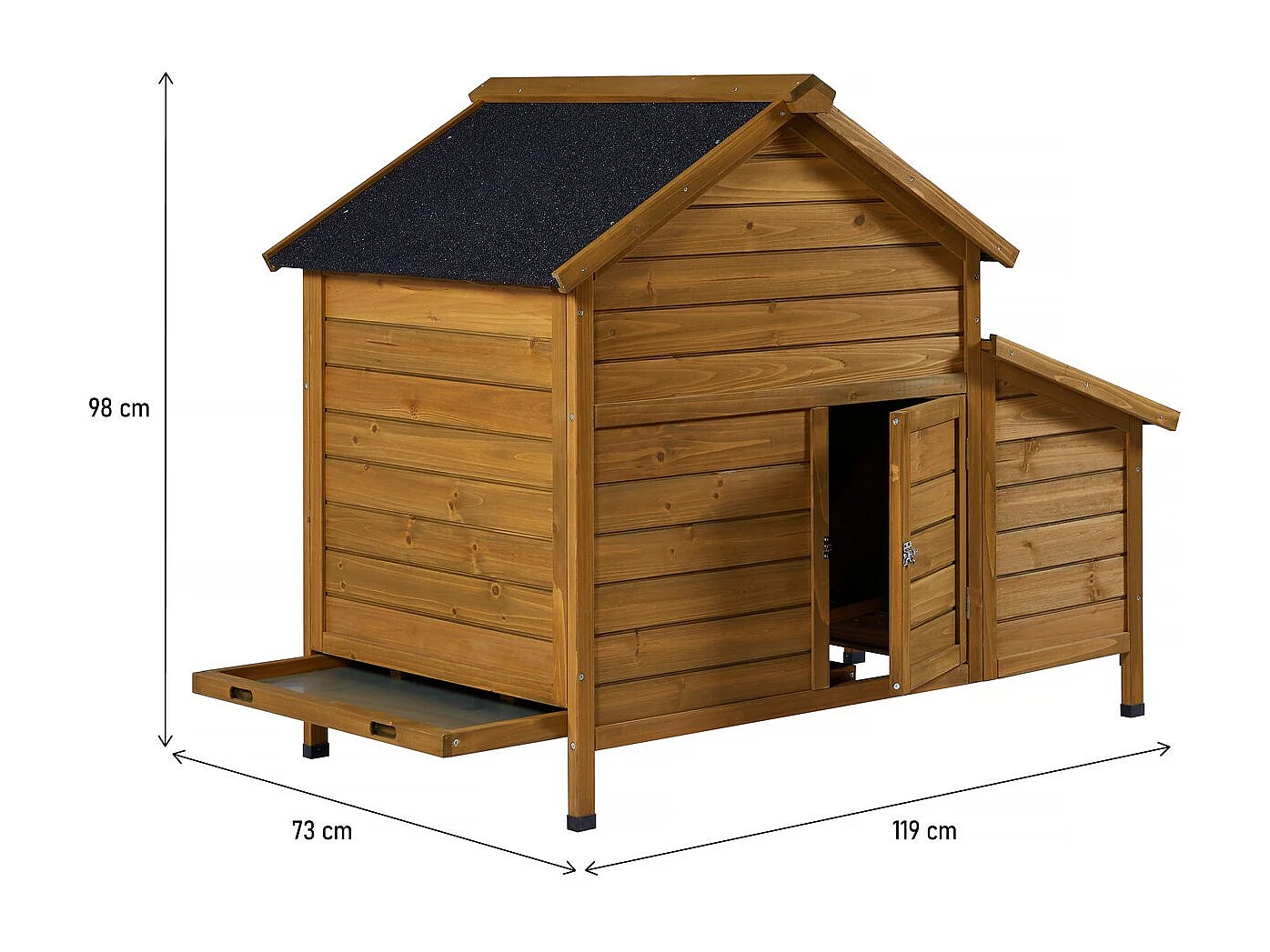 Gallinero de madera "Cocotte" con caja nido - Marrón