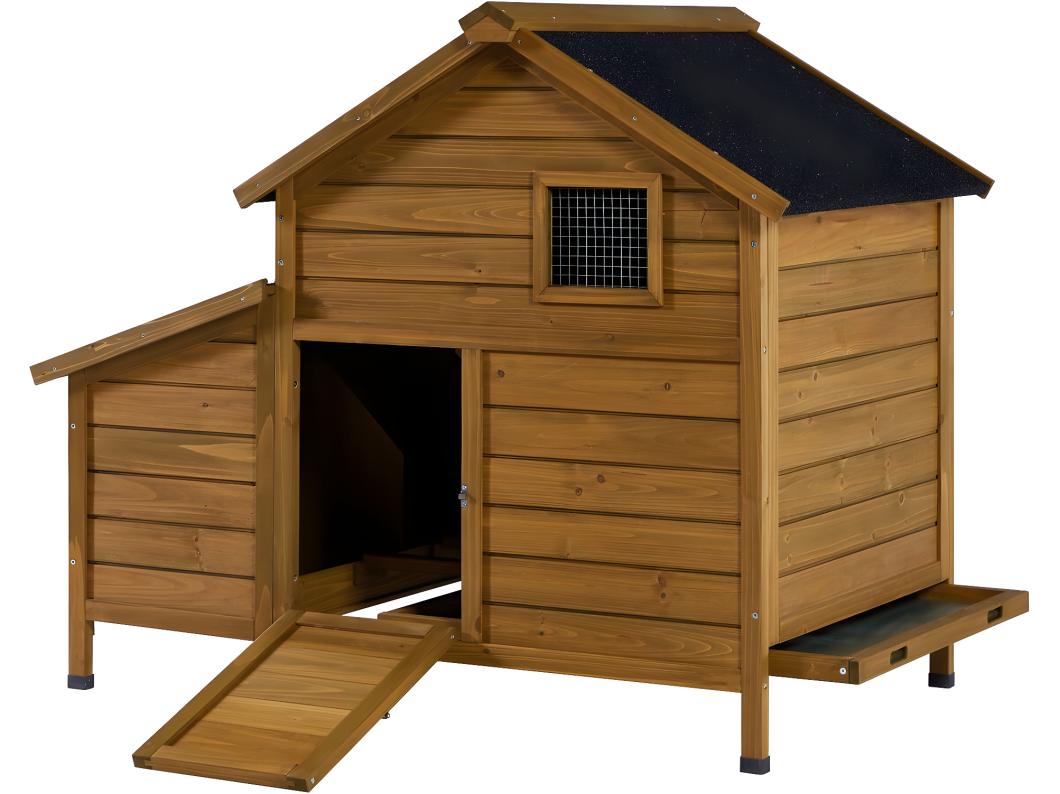 Pollaio in legno "Cocotte" con nido per 5 galline - Marrone impermeabile e facile da mantenere