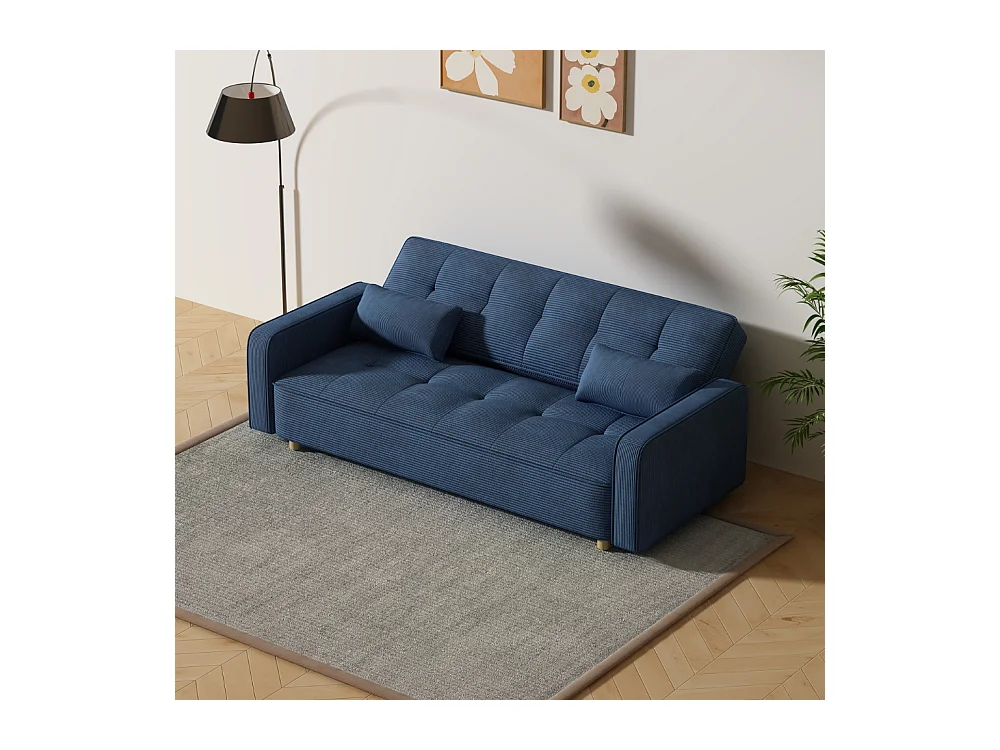 3-Sitzer-Schlafsofa aus Stoff, Blau