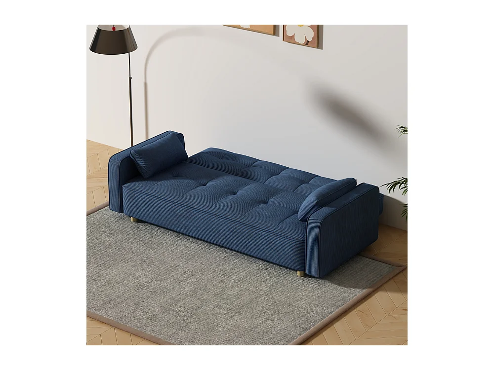 3-Sitzer-Schlafsofa aus Stoff, Blau