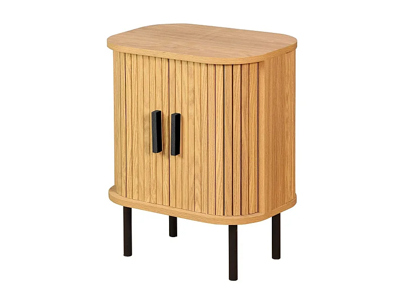 Table de nuit en bois et métal à lamelles KYOTO