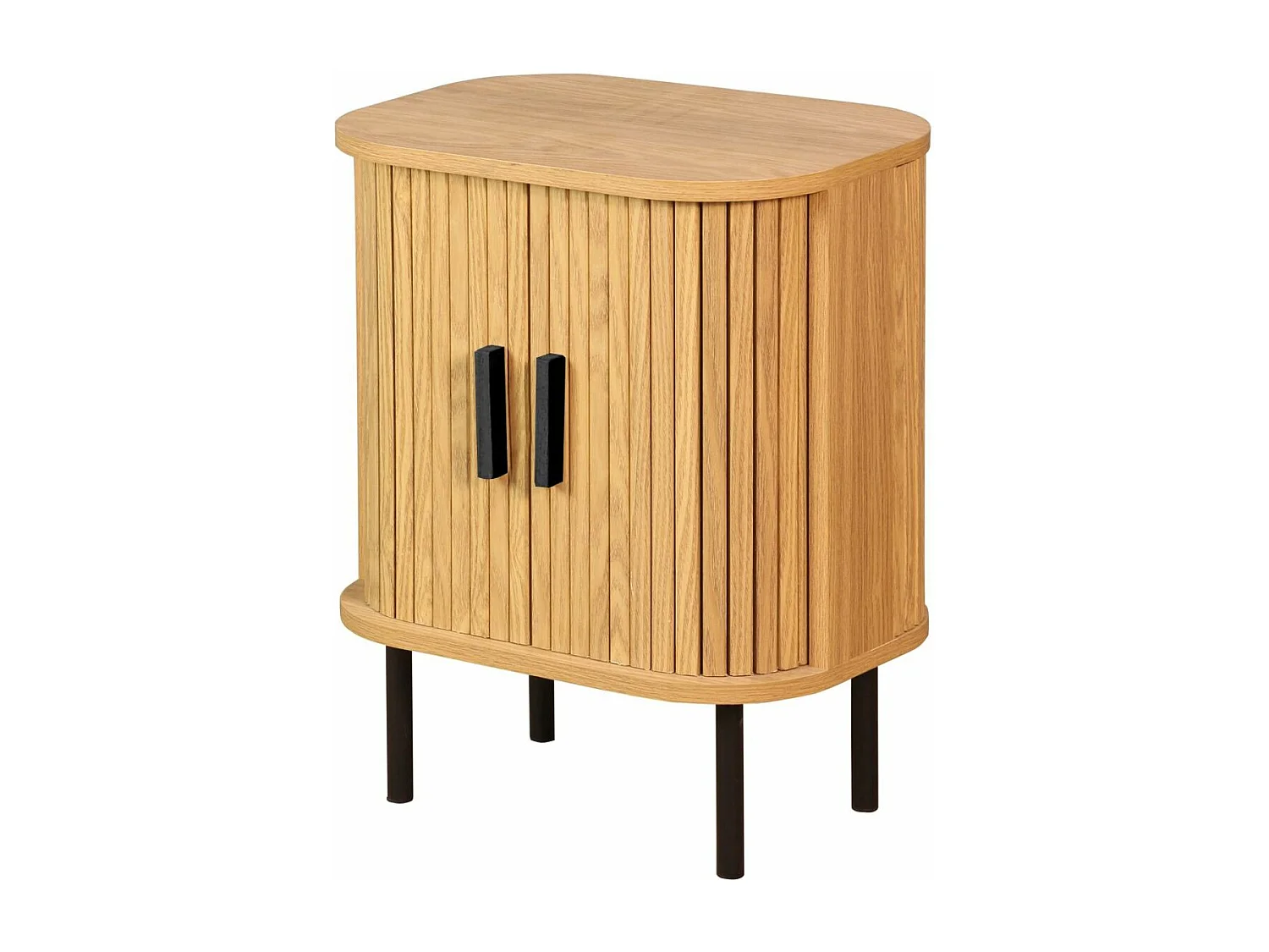 Table de nuit en bois et métal à lamelles KYOTO