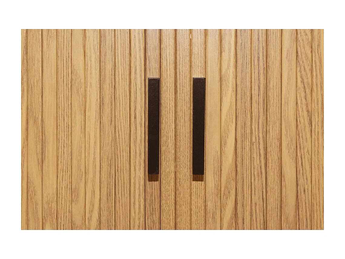 Table de nuit en bois et métal à lamelles KYOTO