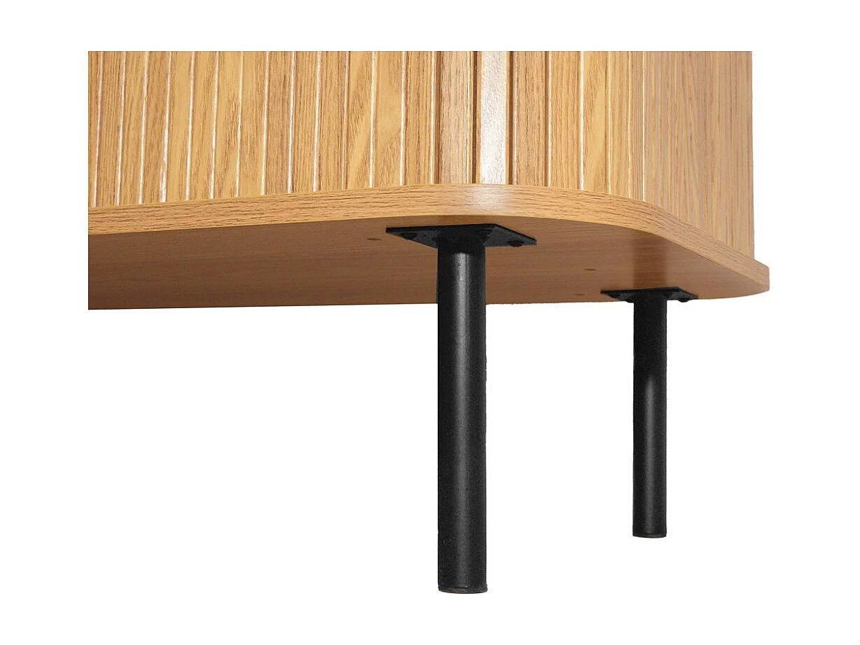 Table de nuit en bois et métal à lamelles KYOTO