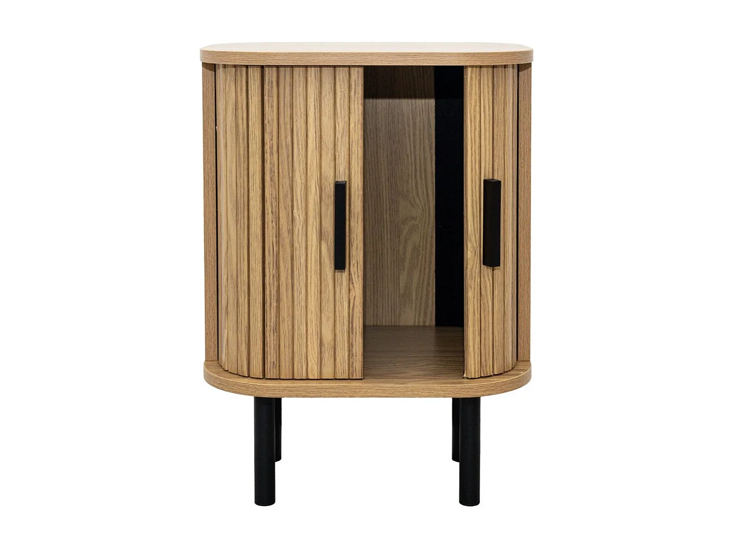 Table de nuit en bois et métal à lamelles KYOTO