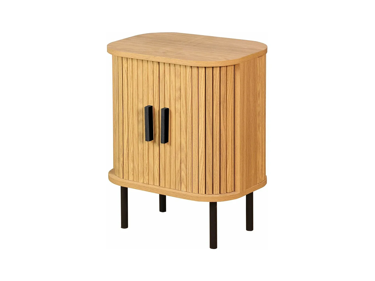 Table de nuit en bois et métal à lamelles KYOTO