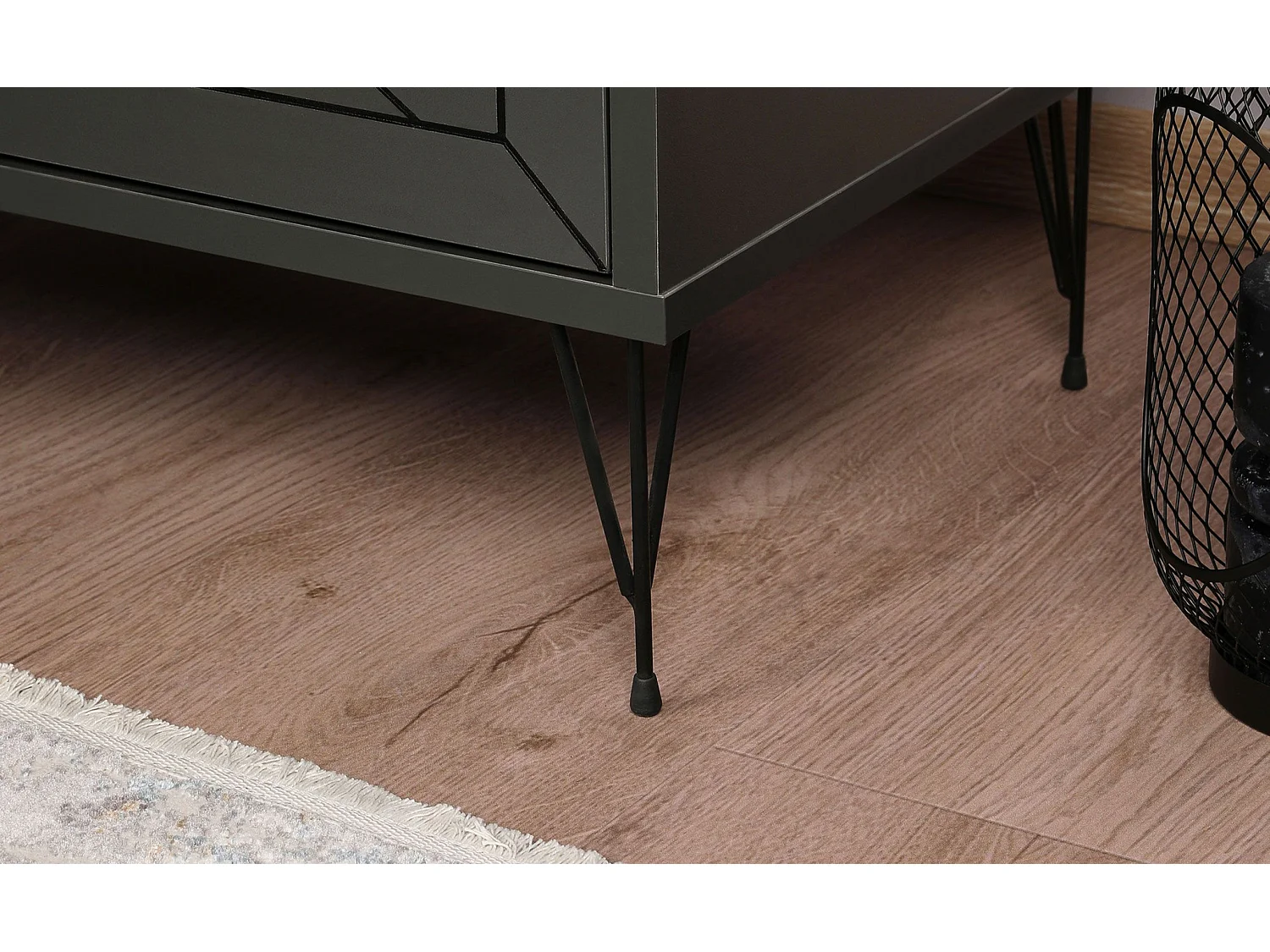 Table de chevet Akilina H55cm Métal Noir et Bois Anthracite