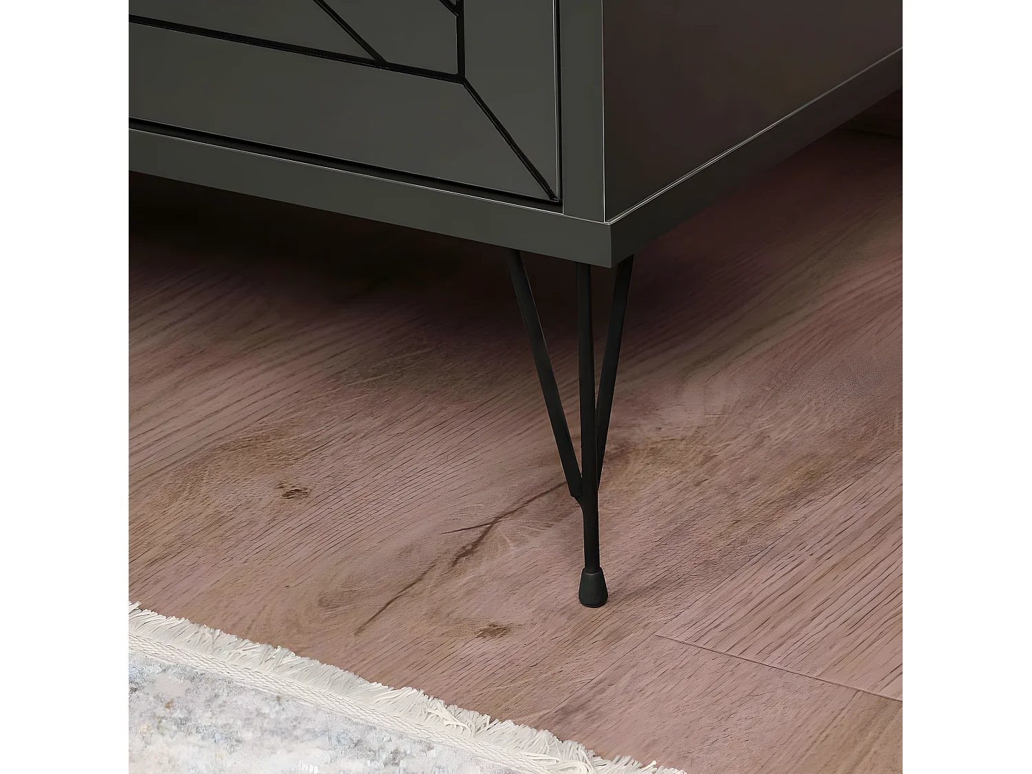 Table de chevet Akilina H55cm Métal Noir et Bois Anthracite