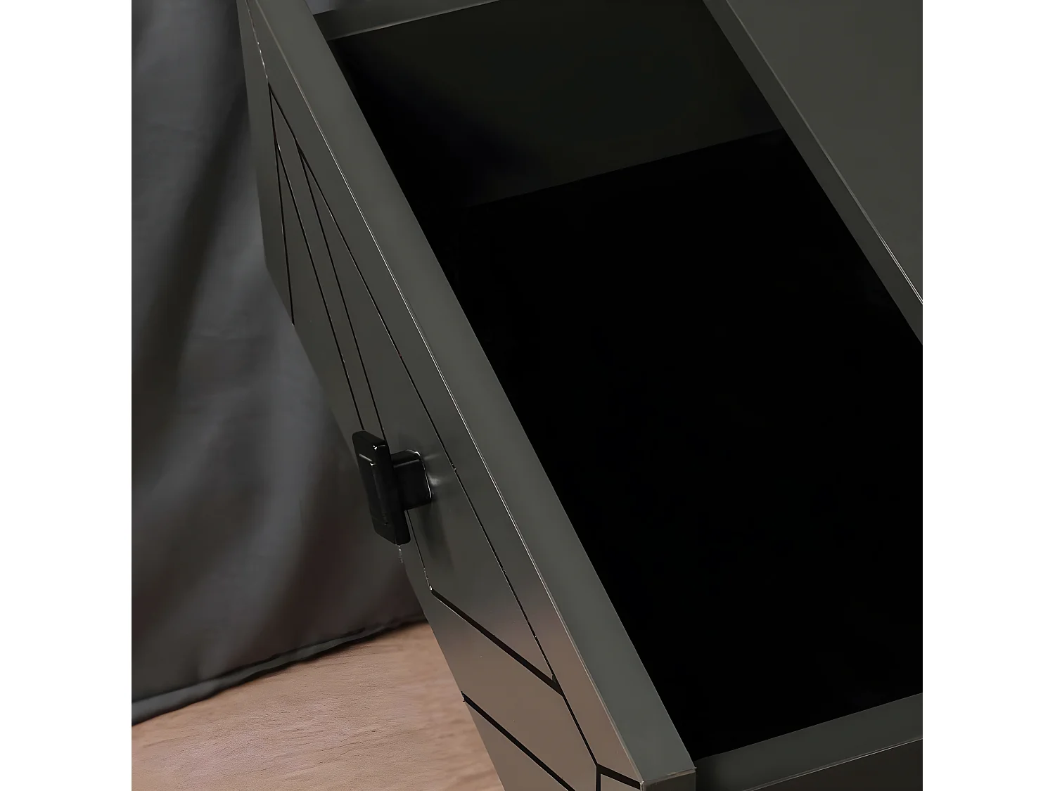 Table de chevet Akilina H55cm Métal Noir et Bois Anthracite