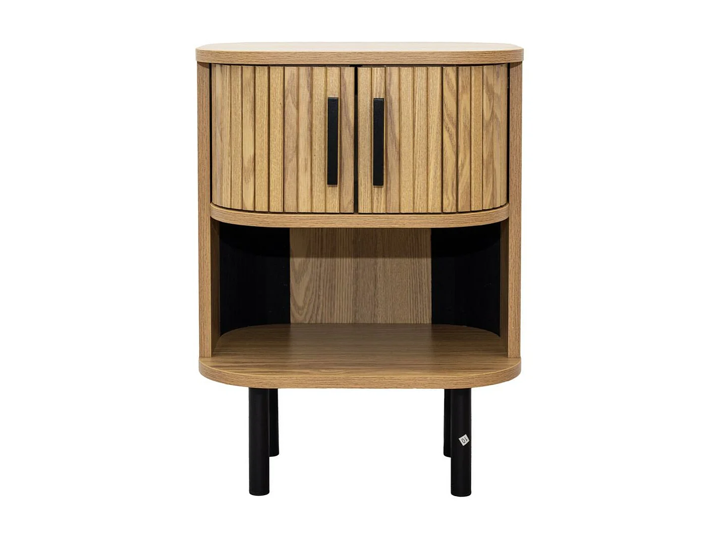 Table de nuit en lamelles bois et métal Kyoto