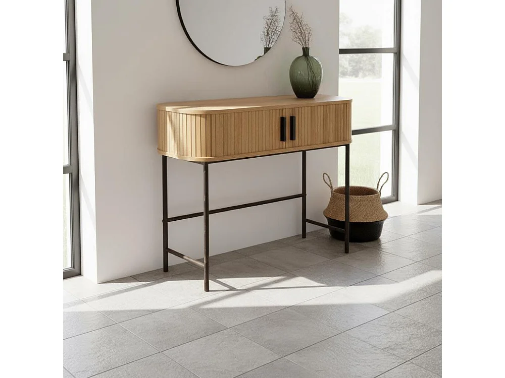 Console en bois et métal à lamelles Kyoto