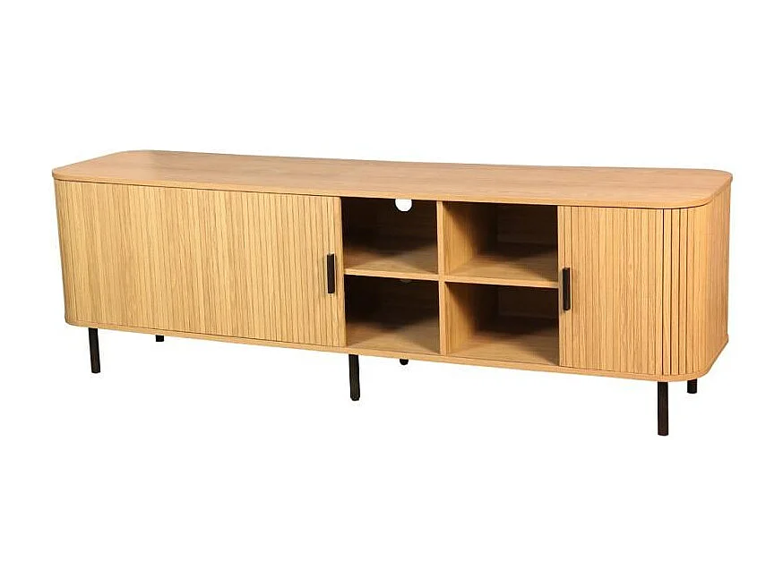 Meuble TV en bois et métal à lamelles Kyoto